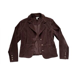 Vintage Y2K Brown Corduroy Blazer Single Breasted Preppy Boho M